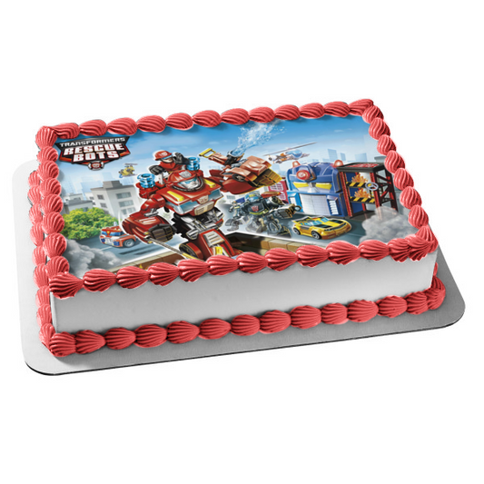 Transformers Rescue Bots Logo Autobots Chase Heatwave Blades Boulder Edible Cake Topper Image ABPID05100