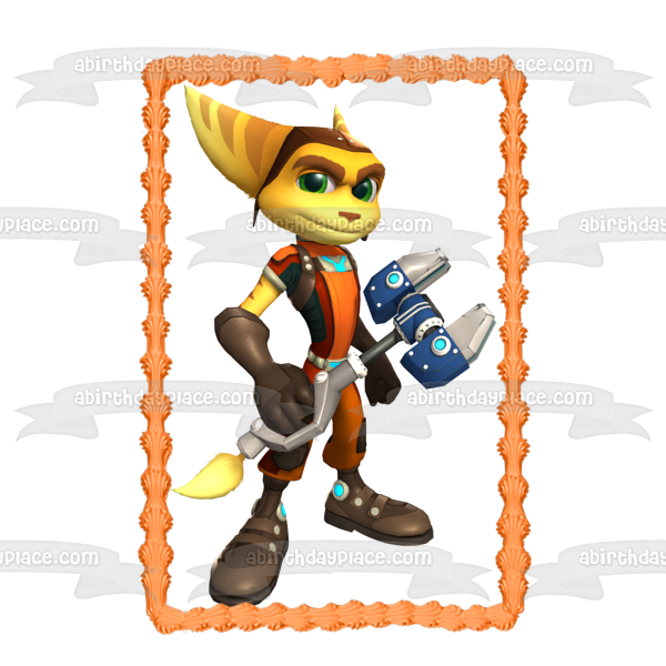 Ratchet and Clank Lombax Mechanic with His Omniwrench Edible Cake Topper Image ABPID05112