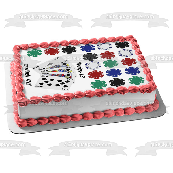 Poker Playing Cards and Chips Edible Cake Topper Image ABPID05213