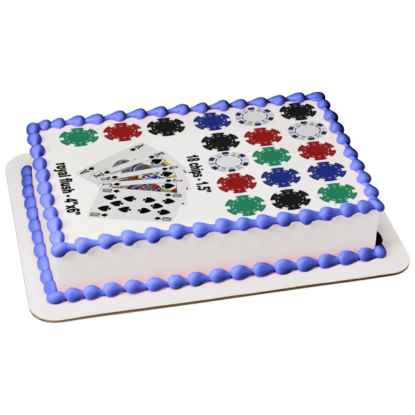 Poker Playing Cards Chips Edible Cake Topper Image ABPID05213