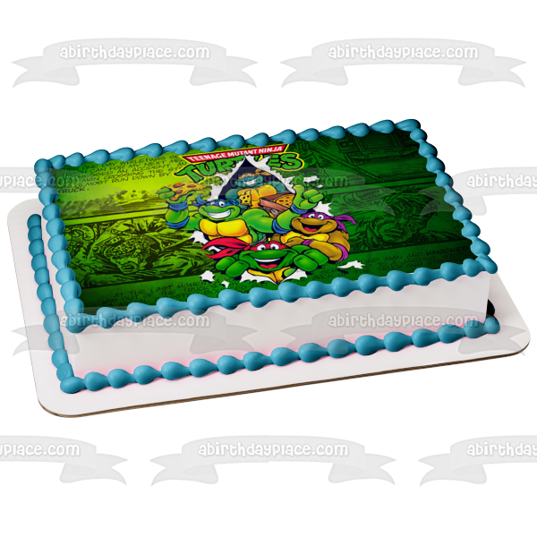 Teenage Mutant Ninja Turtles Donatello Michaelangelo Leonardo Raphael and  Pizza Edible Cake Topper Image ABPID05224