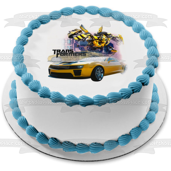 Transformers Reverse of the Fallen Bumblebee Autobot y Goldwheels Imagen comestible para decoración de tarta ABPID05231 