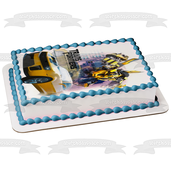 Transformers Reverse of the Fallen Bumblebee Autobot y Goldwheels Imagen comestible para decoración de tarta ABPID05231 