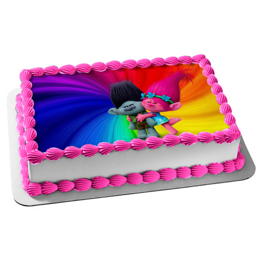 Imagen comestible para tarta con diseño de amapola y rama de Trolls Party ABPID05236 