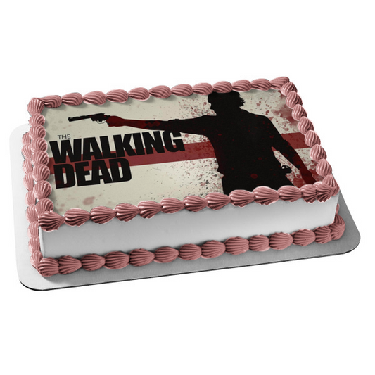 The Walking Dead Logo Rick Gun Edible Cake Topper Image ABPID05247