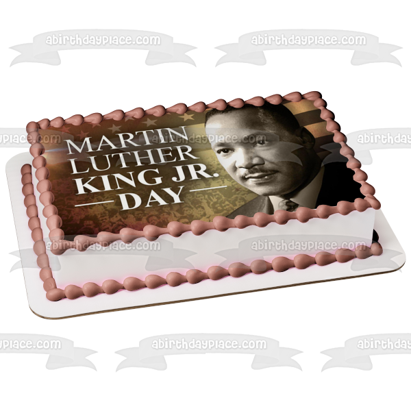 Imagen de decoración comestible para tarta con bandera estadounidense del día de Martin Luther King Jr. ABPID53562 