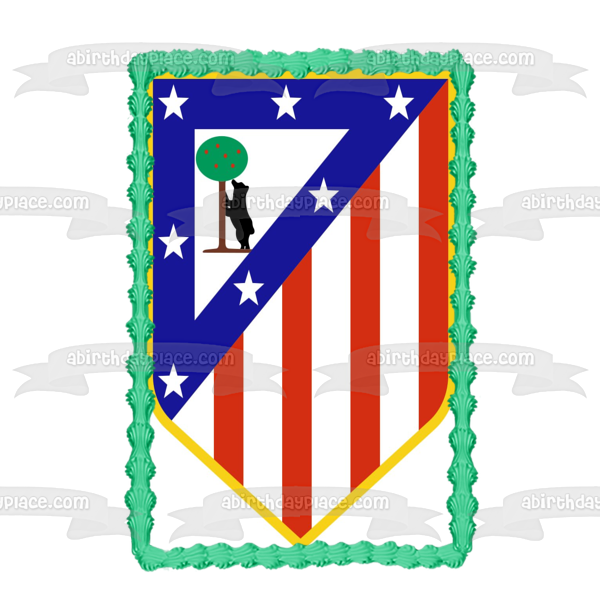 Atletico Madrid Logo Flag Stars Tree and a Dog Edible Cake Topper Image ABPID05262