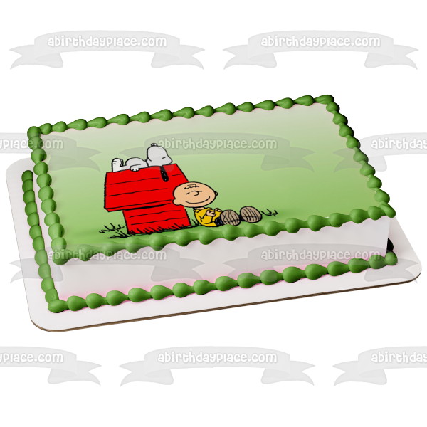 Peanuts Charlie Brown Snoopy y la casa del perro adorno comestible para tarta imagen ABPID05299 