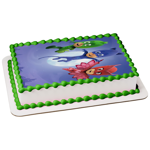 Pj Masks Owlette Catboy Gekko Flying Edible Cake Topper Image ABPID05309