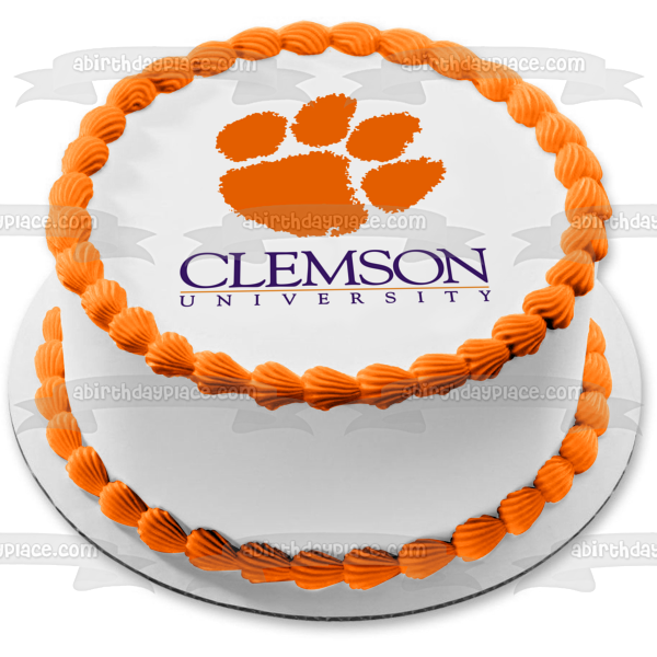 Clemson University Tiger Paw Logo Edible Cake Topper Image ABPID05317