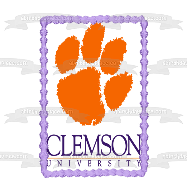 Clemson University Tiger Paw Logo Edible Cake Topper Image ABPID05317