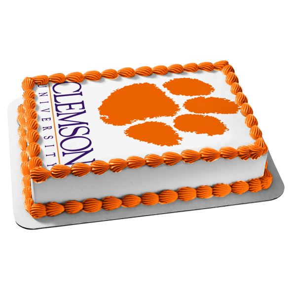 Clemson University Tiger Paw Logo Edible Cake Topper Image ABPID05317