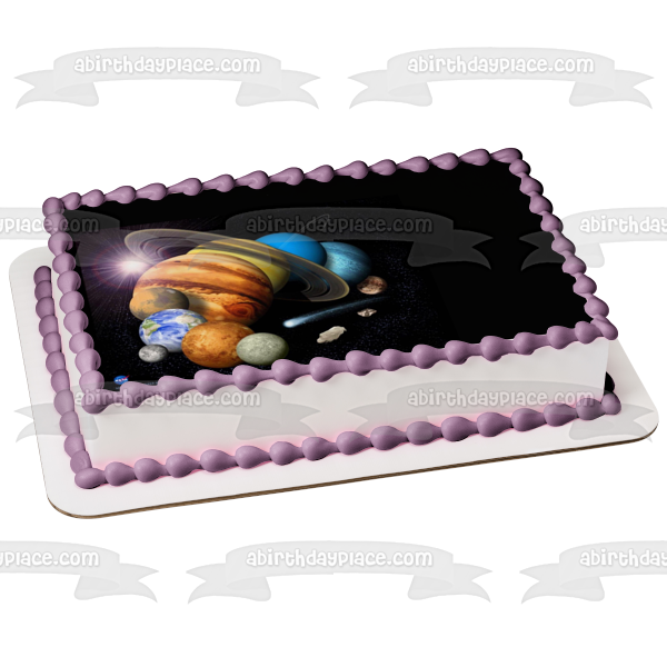 Imagen comestible para tarta con sistema solar, planetas, luna, tierra, Saturno, ABPID05377 