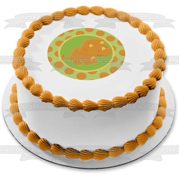 Imagen comestible para tarta con diseño de dinosaurio rugido de bebé Triceratops ABPID05503 