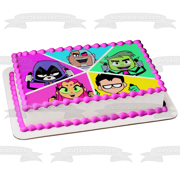 Teen Titans Go Beast Boy Starfire Robin Cyborg Raven 2 Imagen comestible para decoración de tarta ABPID05531 