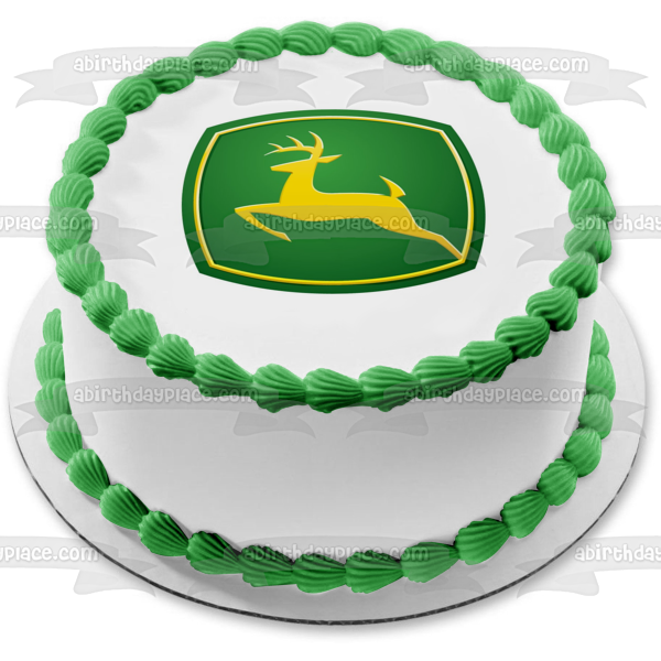 Adorno comestible para tarta con logotipo de John Deere, ciervo amarillo, imagen ABPID05538 