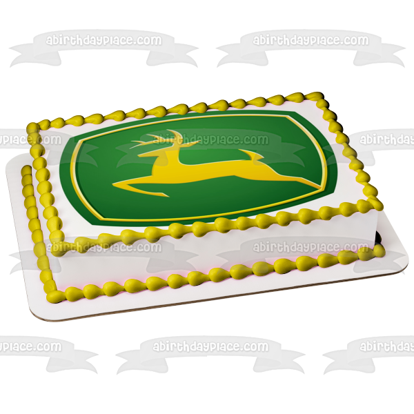 Adorno comestible para tarta con logotipo de John Deere, ciervo amarillo, imagen ABPID05538 