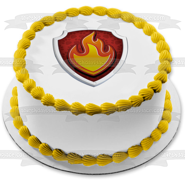 Marshall Paw Patrol Badge Fire Edible Cake Topper Image ABPID05625