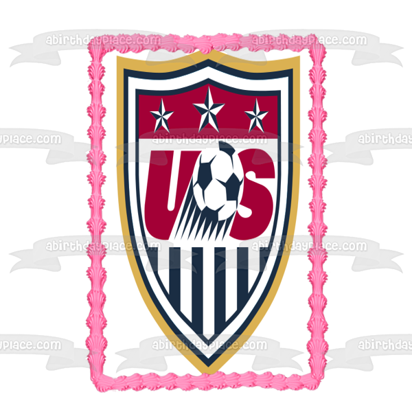 United States Soccer Logo Red White Blue Edible Cake Topper Image ABPID05632