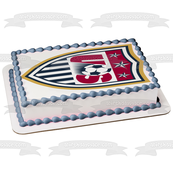 United States Soccer Logo Red White Blue Edible Cake Topper Image ABPID05632