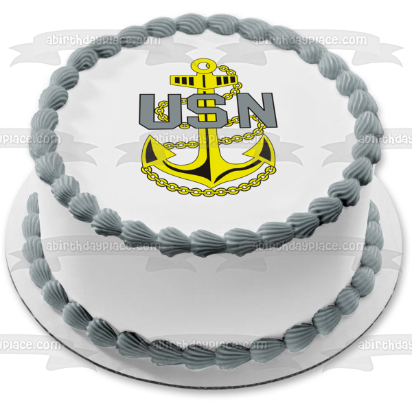 US Military Navy Logo Emblem and Anchor Edible Cake Topper Image ABPID05633