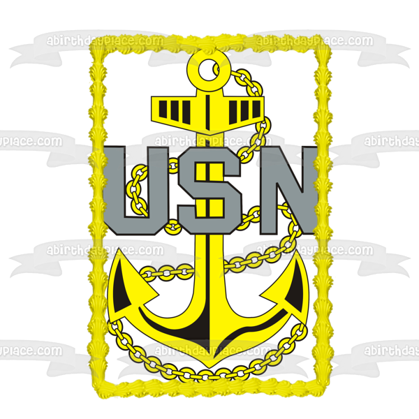 US Military Navy Logo Emblem and Anchor Edible Cake Topper Image ABPID05633