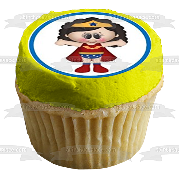 Superman Supergirl Wonder Woman Batman Robin Pow Edible Cupcake Topper Images ABPID00074