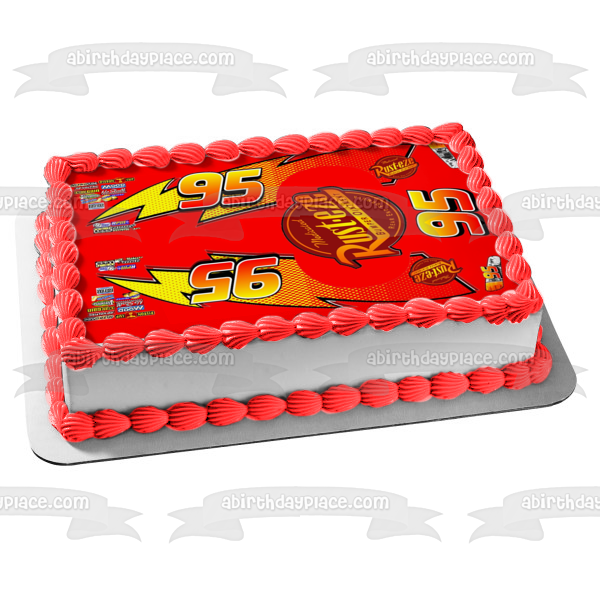 Logotipo y calcomanías de Lightning McQueen, adorno comestible para pastel, imagen ABPID05640 