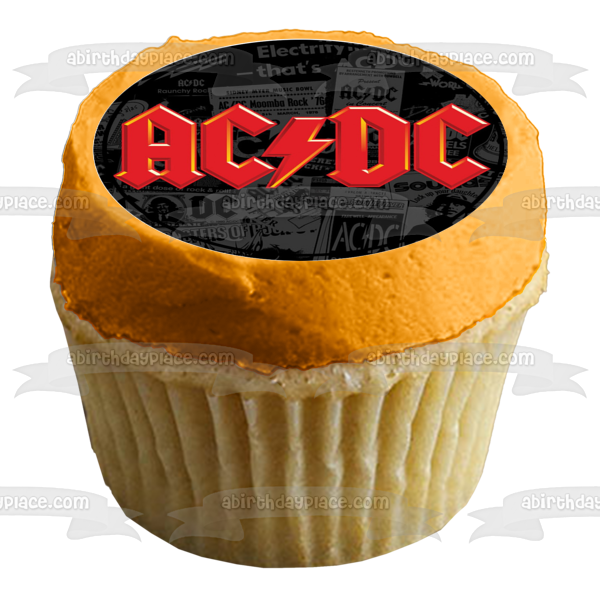 AC/DC Logo Music Dave Evans Colin Burgess Angus Young Brian Johnson Malcom Young Edible Cupcake Topper Images ABPID00251