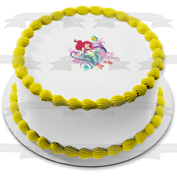 The Little Mermaid Flounder and Ariel Edible Cake Topper Image ABPID05642