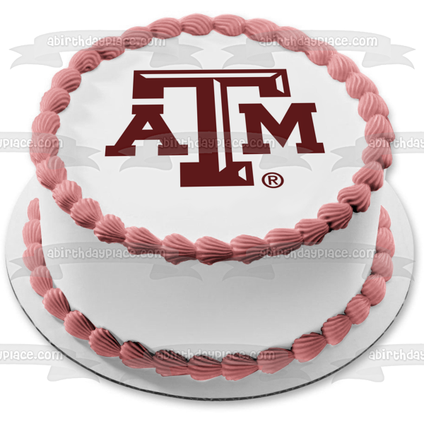 Imagen comestible para decoración de tarta con el logotipo de la Universidad Texas A&amp;M ABPID05648 