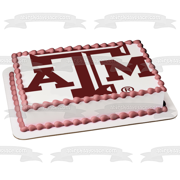 Imagen comestible para decoración de tarta con el logotipo de la Universidad Texas A&amp;M ABPID05648 