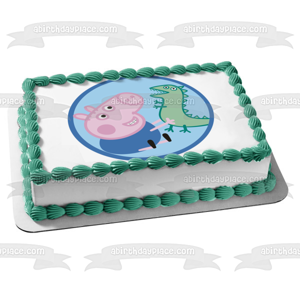 Adorno comestible para tarta de Peppa Pig, dinosaurio verde y George, imagen ABPID05662 