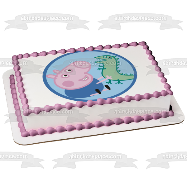 Adorno comestible para tarta de Peppa Pig, dinosaurio verde y George, imagen ABPID05662 