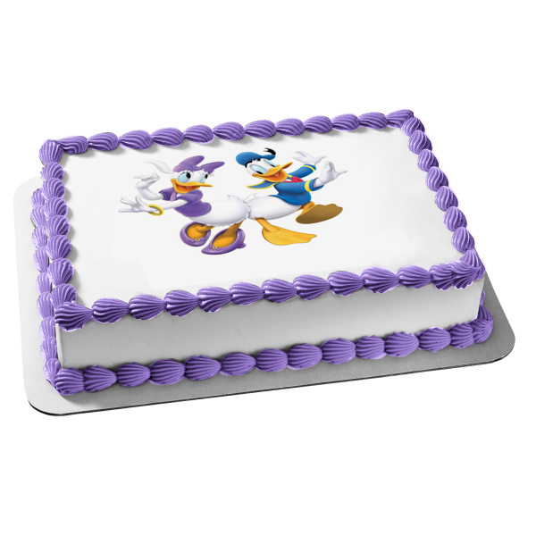 Donald Duck and Daisy Duck Dancing Edible Cake Topper Image ABPID05693