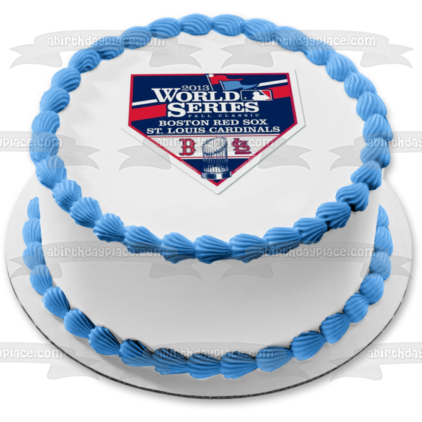 Imagen comestible para tarta de la Serie Mundial 2013 Boston Red Sox St. Louis Cardinals Logo MLB ABPID05732 