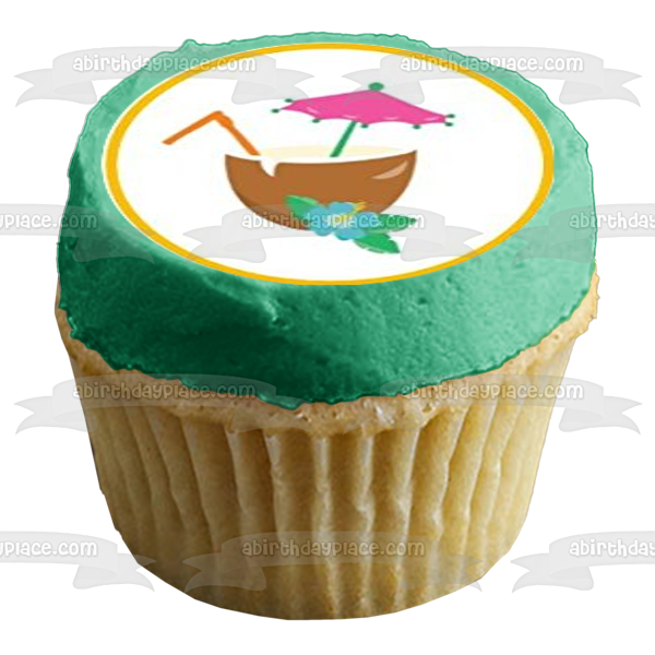 Hawaiian Luau Tiki Chanclas Bebidas Flores Comestible Cupcake Topper Imágenes ABPID01217 