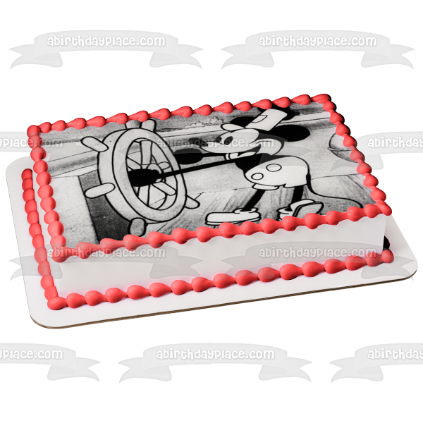 Adorno comestible para tarta con diseño de Mickey Mouse Steamboat Willie, imagen ABPID05779 