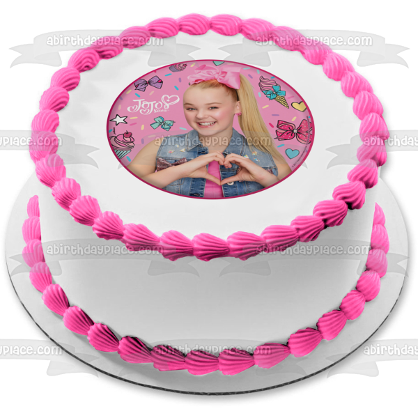 Imagen de decoración comestible para tarta con lazos para el pelo y cupcakes de helado de Jojo Siwa ABPID05820 