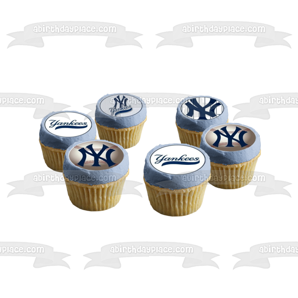 New York Yankees Logo Baseball American League Edible Cupcake Topper Images ABPID03340