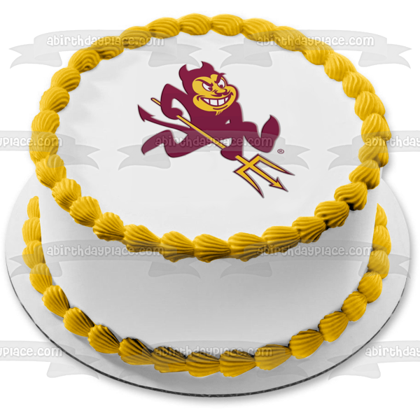 Imagen comestible para decoración de tarta con el logotipo de Sparky the Sun Devil ABPID05845 