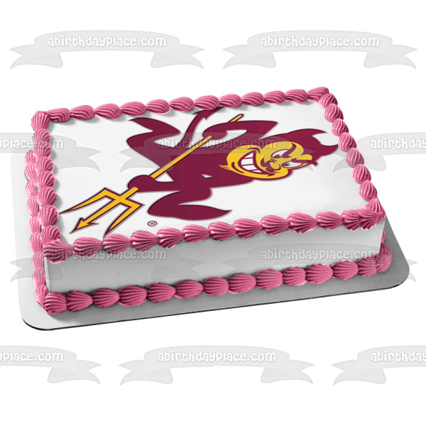 Imagen comestible para decoración de tarta con el logotipo de Sparky the Sun Devil ABPID05845 