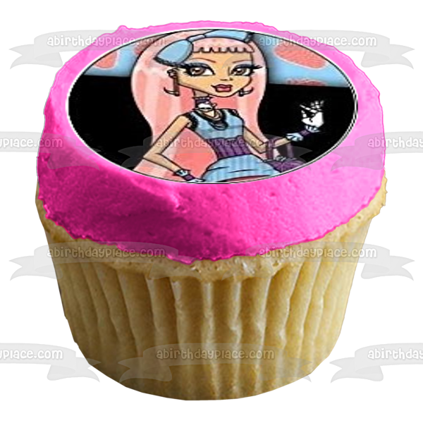 Monster High Clawdeen Wolf Lagoona Blue Cleo De Nile Draculaura Frankie Stein and Ghoulia Yelps Edible Cupcake Topper Images ABPID03438