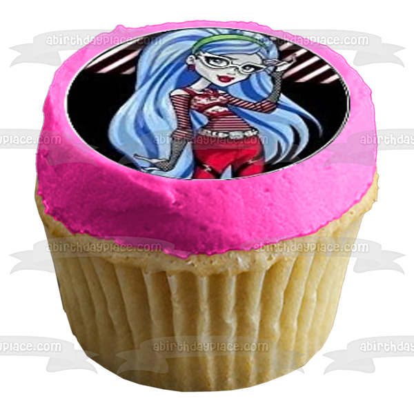 Monster High Clawdeen Wolf Lagoona Blue Cleo De Nile Draculaura Frankie Stein and Ghoulia Yelps Edible Cupcake Topper Images ABPID03438