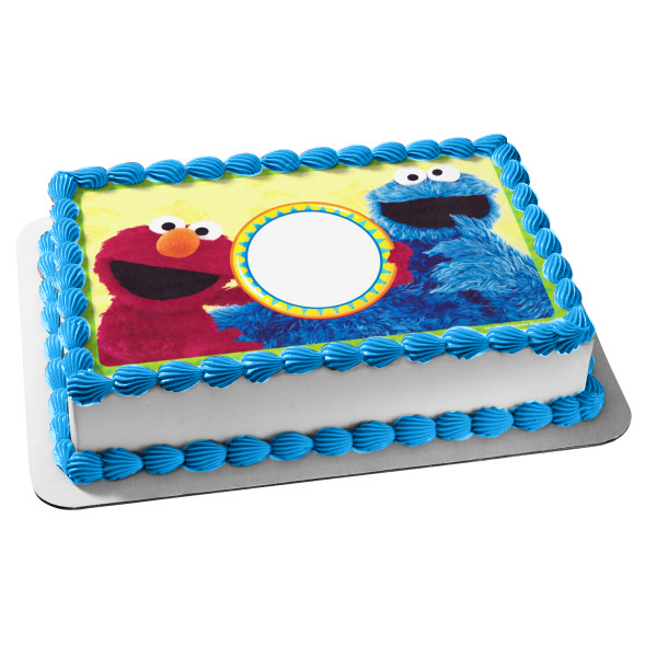 Sesame Street Elmo and Cookie Monster Edible Cake Topper Image Frame ABPID05883