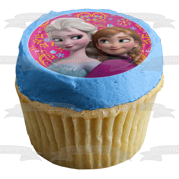 Frozen Anna Elsa Hans Olaf and Kristoff Snowflakes Edible Cupcake Topper Images ABPID03541