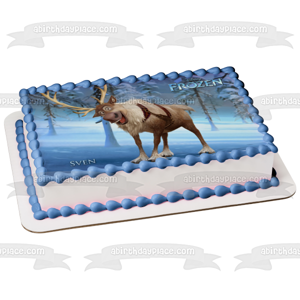 Frozen Sven Trees and Snow Edible Cake Topper Image ABPID05892