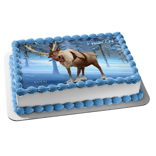 Frozen Sven Trees and Snow Edible Cake Topper Image ABPID05892