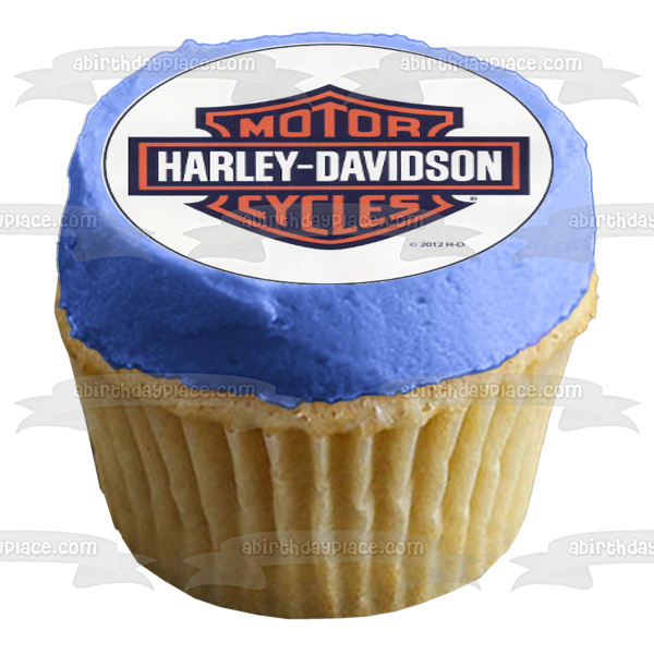 Harley-Davidson Motor Cycles Logo and the American Flag Edible Cupcake Topper Images ABPID03561