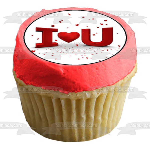 Imágenes de decoración comestible para cupcakes con corazones rojos Te Amo ABPID03821 